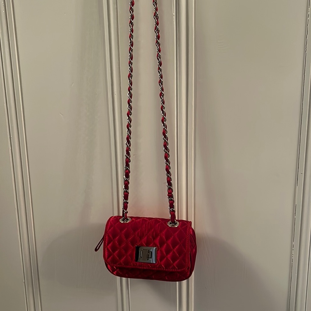NWT satin mini crossbody in rich ruby red!
